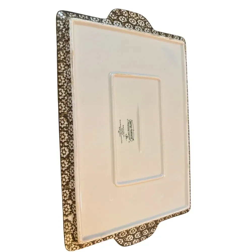 Temp-tations Brown Serving Tray 15.5” X 9.5” By Tara Old World Confetti